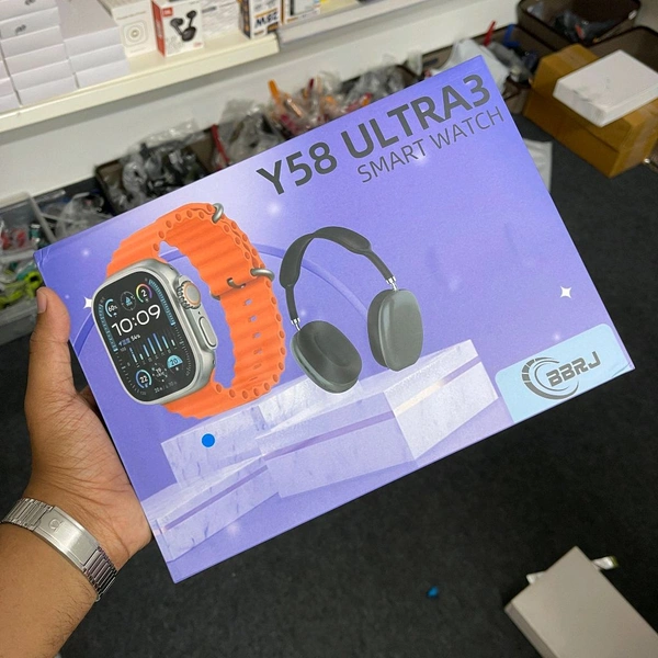 Most Affordable Combo Ever | Y53 Ultra 3 Combo Set, Series 8 Ultra Smartwatch, 4 Osean Straps With Air Max Headphone - Red