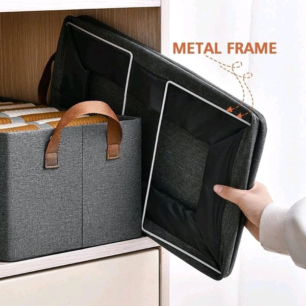 Wardrobe Organizer for Clothes with Metal Frame, Drawer Organizer, Rectangle Storage Baskets for Clothing Fabric Storage Box with Handles Shelf Basket for Storage Clothes Pants