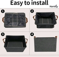 Wardrobe Organizer for Clothes with Metal Frame, Drawer Organizer, Rectangle Storage Baskets for Clothing Fabric Storage Box with Handles Shelf Basket for Storage Clothes Pants