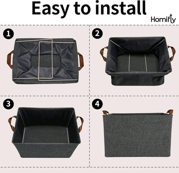 Wardrobe Organizer for Clothes with Metal Frame, Drawer Organizer, Rectangle Storage Baskets for Clothing Fabric Storage Box with Handles Shelf Basket for Storage Clothes Pants