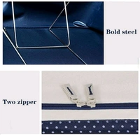 66 LTR Foldable Steel Frame Cloths Zip Organizer Bag and Oxford Fabric Storage Living Cover Boxes For Wardrobe Shelves Clothes, Sarees, Bed Sheet, Blanket, Cosmetic Organizer, Top and Front Zipper Open Bags