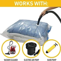 Heavy Quality Vacuum Storage Reusable Zip lock Smart Space Saver Bags with Hand Pump for Travel