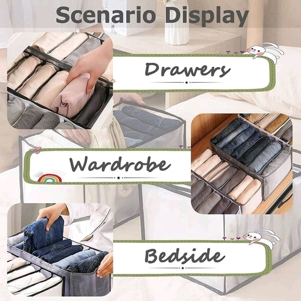 Storage Organizer Multipurpose Large Capacity Compartment Storage Box collapsible for T-shirt, Legging, Skirts, Jeans (Gray)