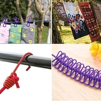 Multi Functional Portable Drying Rope with 12 Clips and 2 Hooks, Travel Clothesline Rope Clothes Hanging Hook