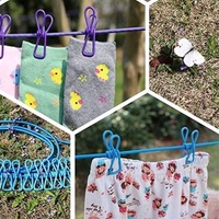 Multi Functional Portable Drying Rope with 12 Clips and 2 Hooks, Travel Clothesline Rope Clothes Hanging Hook