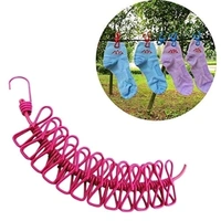 Multi Functional Portable Drying Rope with 12 Clips and 2 Hooks, Travel Clothesline Rope Clothes Hanging Hook