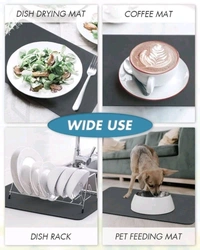 New Large Dish Drying mat Water Absorbent mat for Kitchen, Quick-Dry Dish Drainer Pad for Glassware