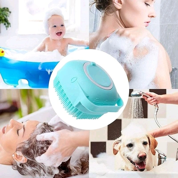 Silicone Soft Bath Body Brush with Shampoo Dispenser Scrubber-use in Shower Deep Cleaning Gentle Scrub Massage for Children, Men Women (Pack Of 2)