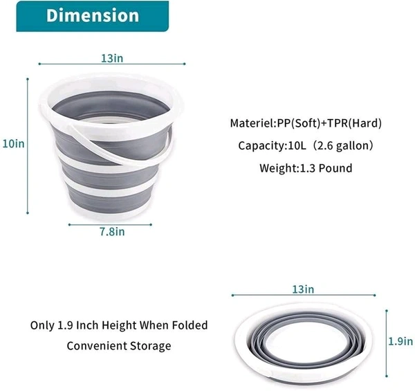 10L Silicone Foldable/ Collapsible Bucket with Strong Folding Gallon Bucket Flexible