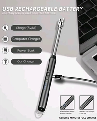 USB Rechargeable Electric Gas Lighter for Kitchen Gas Stove, Pooja Mandir Diva, Candles, Diwali Fireworks
