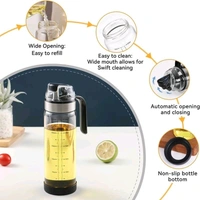 Auto Open Cover Glass Oil and Vinegar Cruet, Condiment Container With Ergonomic Non Slip Handle (500 ml)