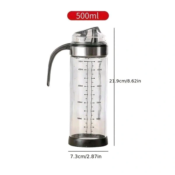 Auto Open Cover Glass Oil and Vinegar Cruet, Condiment Container With Ergonomic Non Slip Handle (500 ml)