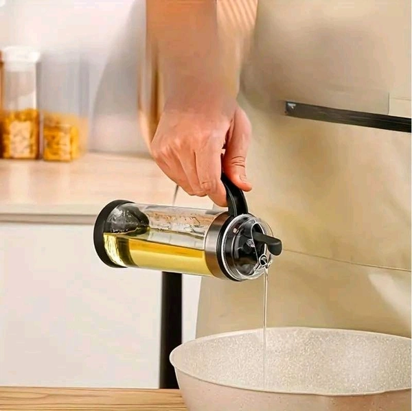 Auto Open Cover Glass Oil and Vinegar Cruet, Condiment Container With Ergonomic Non Slip Handle (500 ml)