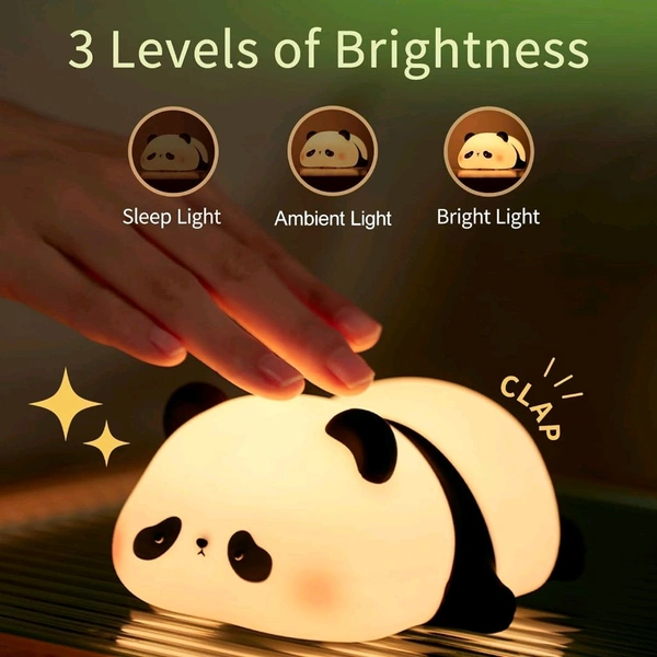 Adorable Panda LED Night Light – Soft Silicone Rechargeable Lamp with Touch Control, Perfect for Baby Nursery, Kids' Bedroom, and Gifting