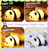 Adorable Panda LED Night Light – Soft Silicone Rechargeable Lamp with Touch Control, Perfect for Baby Nursery, Kids' Bedroom, and Gifting