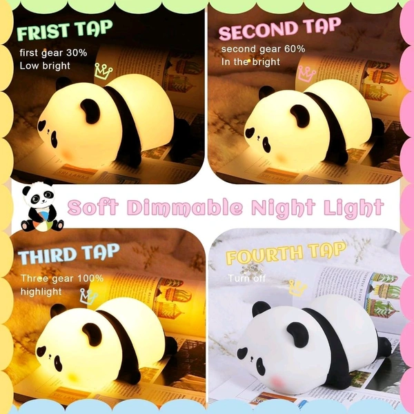 Adorable Panda LED Night Light – Soft Silicone Rechargeable Lamp with Touch Control, Perfect for Baby Nursery, Kids' Bedroom, and Gifting