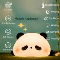 Adorable Panda LED Night Light – Soft Silicone Rechargeable Lamp with Touch Control, Perfect for Baby Nursery, Kids' Bedroom, and Gifting