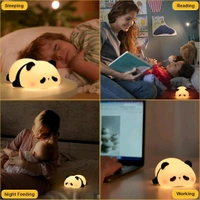 Adorable Panda LED Night Light – Soft Silicone Rechargeable Lamp with Touch Control, Perfect for Baby Nursery, Kids' Bedroom, and Gifting