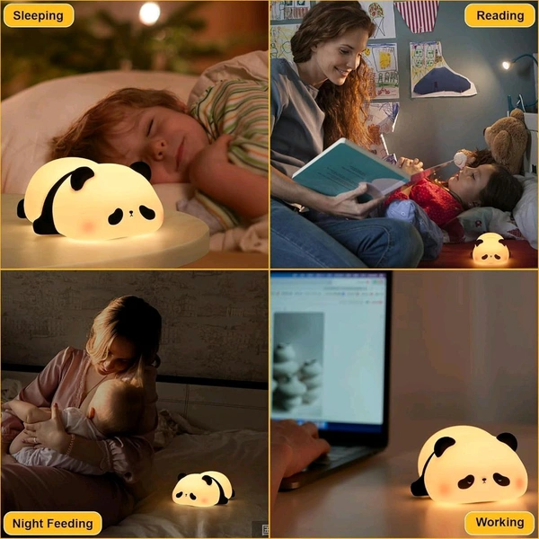Adorable Panda LED Night Light – Soft Silicone Rechargeable Lamp with Touch Control, Perfect for Baby Nursery, Kids' Bedroom, and Gifting
