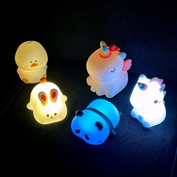 Adorable LED Night Light – Soft Silicone Rechargeable Lamp with Touch Control, Perfect for Baby Nursery, Kids' Bedroom, and Gifting - Duck