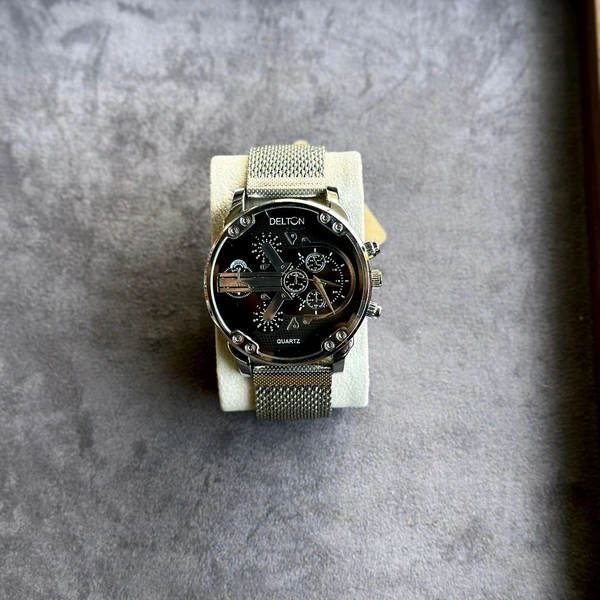 Delton Big Size Budget Analog Quartz Movement Watch With High Quality Strap Best finishing Body & Case - Black