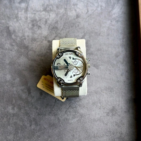 Delton Big Size Budget Analog Quartz Movement Watch With High Quality Strap Best finishing Body & Case - White