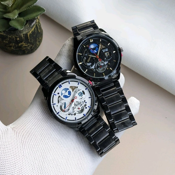 WooTime Analog Quartz Movement Watch With High Quality Strap Best finishing Body & Case - Black