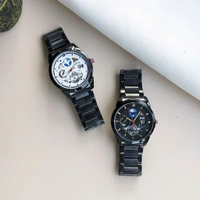 WooTime Analog Quartz Movement Watch With High Quality Strap Best finishing Body & Case - Black