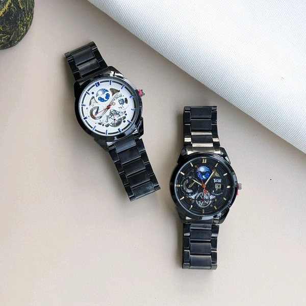 WooTime Analog Quartz Movement Watch With High Quality Strap Best finishing Body & Case - Black