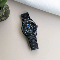 WooTime Analog Quartz Movement Watch With High Quality Strap Best finishing Body & Case - Black