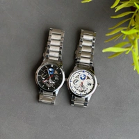 New V9 Automatic Like Open Back Analog Quartz Movement Watch With High Quality Strap Best finishing Body & Case - White