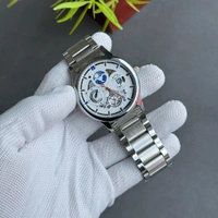 New V9 Automatic Like Open Back Analog Quartz Movement Watch With High Quality Strap Best finishing Body & Case - White