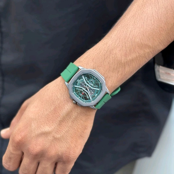 V7 Analog Quartz Movement Watch With High Quality Strap Best finishing Body & Case - Green