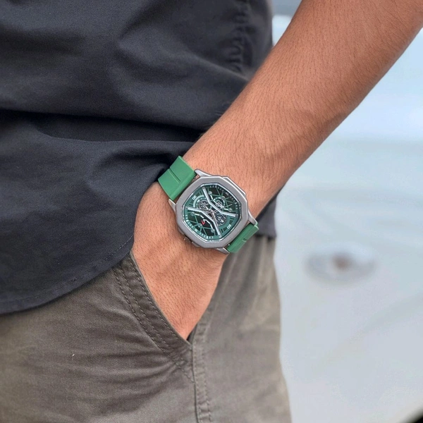 V7 Analog Quartz Movement Watch With High Quality Strap Best finishing Body & Case - Green