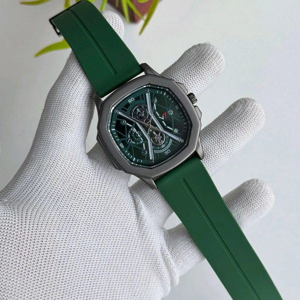 V7 Analog Quartz Movement Watch With High Quality Strap Best finishing Body & Case - Green