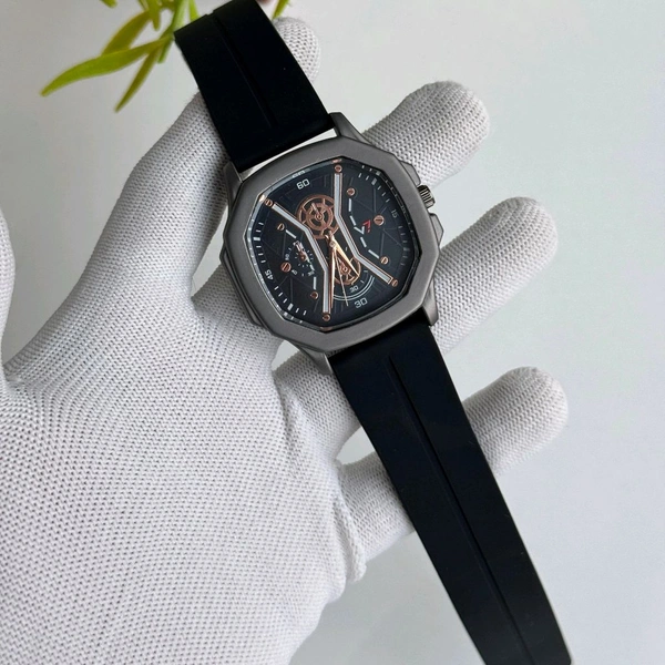 V7 Analog Quartz Movement Watch With High Quality Strap Best finishing Body & Case - Black
