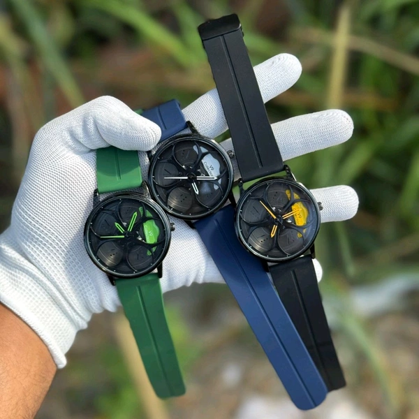 Most Demanded Non Gyro Quartz Movement Watch With High Quality Strap Best finishing Body & Case - Green