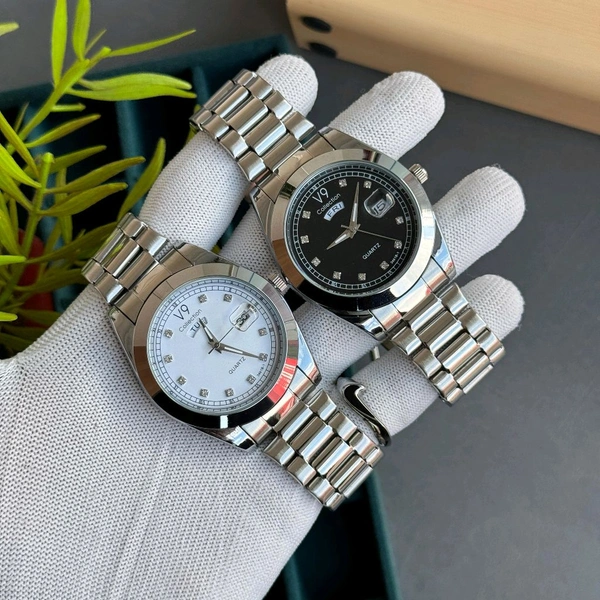 Most Demanded V9 Analog Quartz Movement Collection With High Quality Strap Best Finishing Body & Case - White