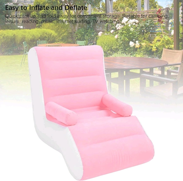 Compressible S-Shaped Sofa Bed for Lunch Break, Iatable Lounge Chair, Portable and Multifunctional, Outdoor Beach Furniture, High Quality - Pink