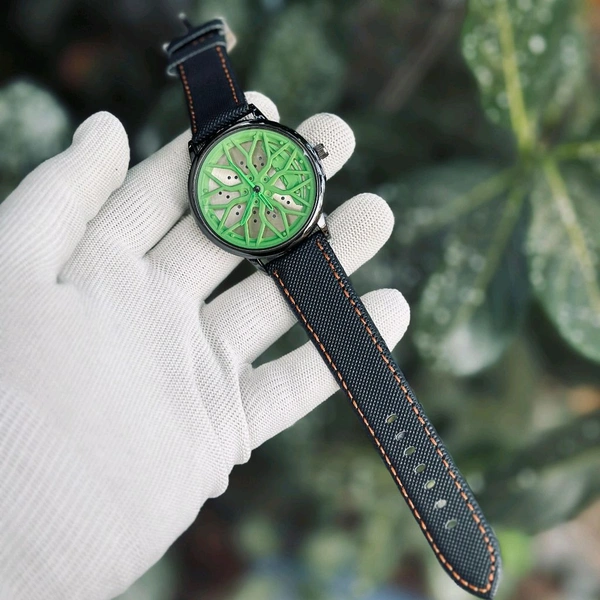 Most Demanded Non Gyro Quartz Movement Watch With High Quality Strap Best finishing Body & Case - Green