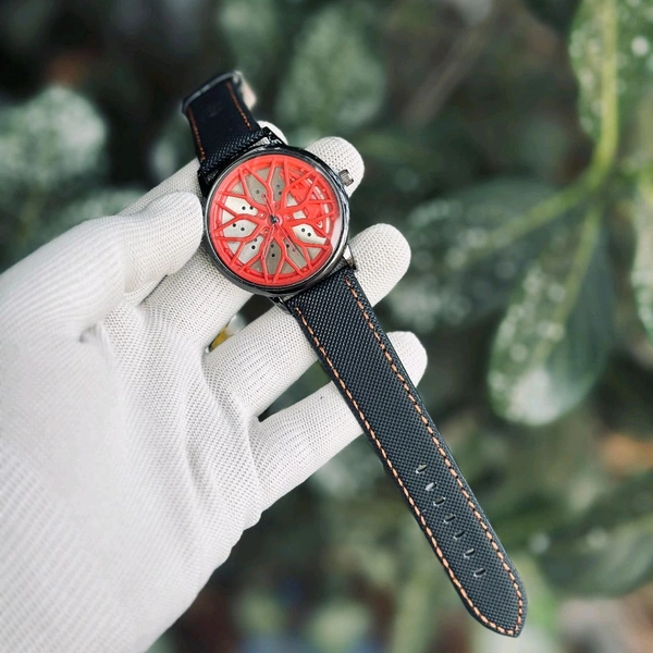 Most Demanded Non Gyro Quartz Movement Watch With High Quality Strap Best finishing Body & Case - Red