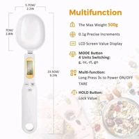 Digital Kitchen Spoon Electronic Food Weighing Scale (500g/0.1g) with LCD Display Detachable Scoop and Tare Function for Measuring Cooking Ingredients Coffee Flour Spices Medicine
