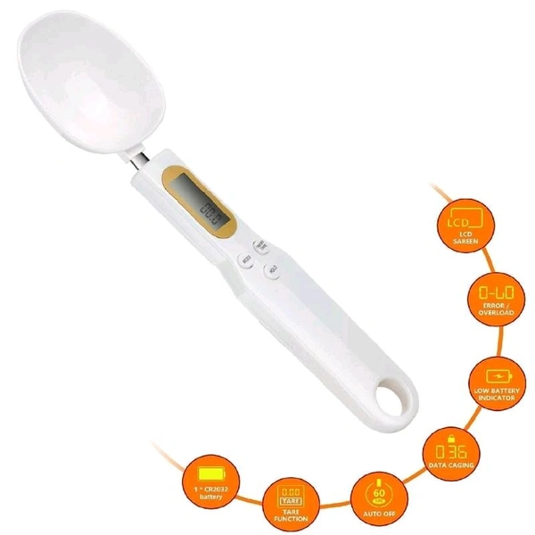 Digital Kitchen Spoon Electronic Food Weighing Scale (500g/0.1g) with LCD Display Detachable Scoop and Tare Function for Measuring Cooking Ingredients Coffee Flour Spices Medicine