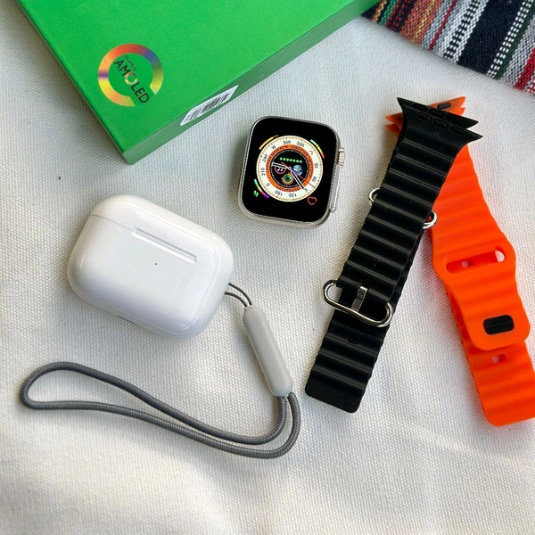 Most Awaited Budget Gift Box | Series 8 Ultra 45 MM With 2 Straps And Wireless Earbud - SRB1