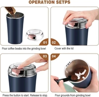 Portable Electric Coffee Grinder Spice & Coffee Bean Grinder, Multifunctional Coffee Grinder 200 W with Stainless Steel Blades, Protection Against Overheating Portable Coffee Grinder