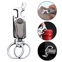 Multifunction 360° Rotate Spinner Keychain 5 in 1 Heavy Duty Dual Ring Metal Keychain with Cutter, Bottle Opener, Mobile Phone Holder Outdoor Carabiner Portable Car Key Chain.