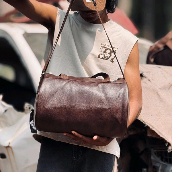 Leather Travel Duffle Bag Sports Gym Shoulder Handbag for Men Outdoor Weekend Bag for Women with Shoe Compartment Luggage Bag - SRB1