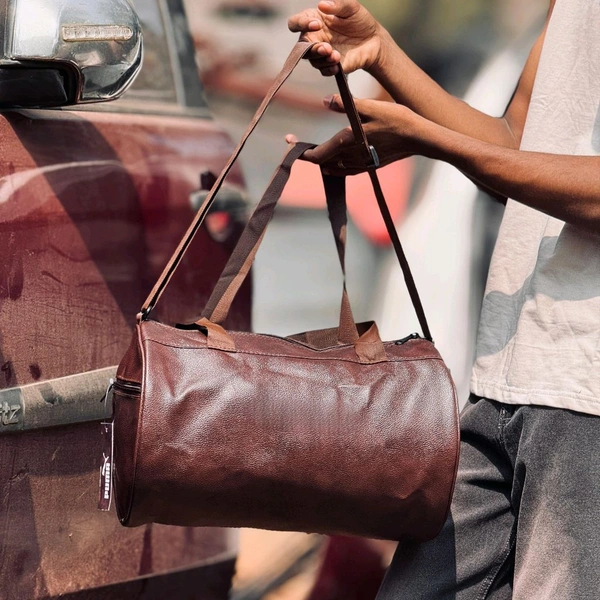 Leather Travel Duffle Bag Sports Gym Shoulder Handbag for Men Outdoor Weekend Bag for Women with Shoe Compartment Luggage Bag - SRB1