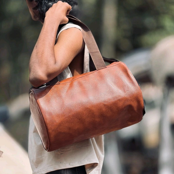 Leather Travel Duffle Bag Sports Gym Shoulder Handbag for Men Outdoor Weekend Bag for Women with Shoe Compartment Luggage Bag - SRB2
