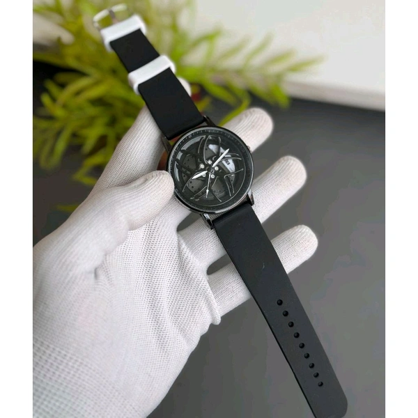 Gyro Spinning Car Alloy Rim Wheel Watch | Car Wheel Watch, Mens Wristwatch with Spinning Car Rim Hub Design, Quartz Movement, Gifts for Car Enthusiasts - White